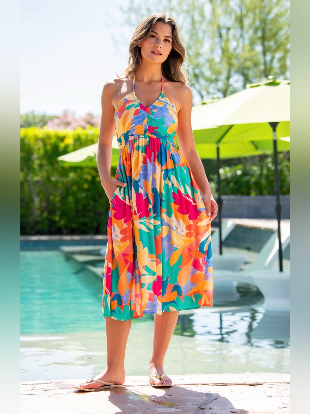 La Blanca Fantasy Resort Halter Midi Dress